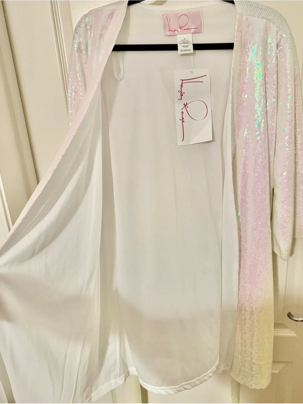 NWT Hayley Paige Sparkle Squad Iridescent Sequin Robe XL Bridal Bride Bridesmaid
